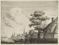 TvB G 2670
<br/>
Dorp aan de rivier (no. 2 uit een serie van 12 nederlandse dorps- & rivier gezichten)
<br/>
<em>Schwegman, Hendrik (1761-1816)</em>